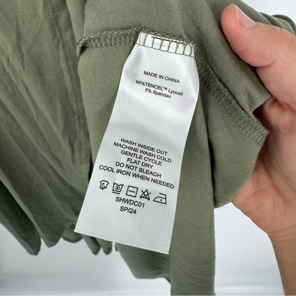 NWT Quince Tencel Jersey Midi Wrap Dress in Sage - Picture 11 of 15